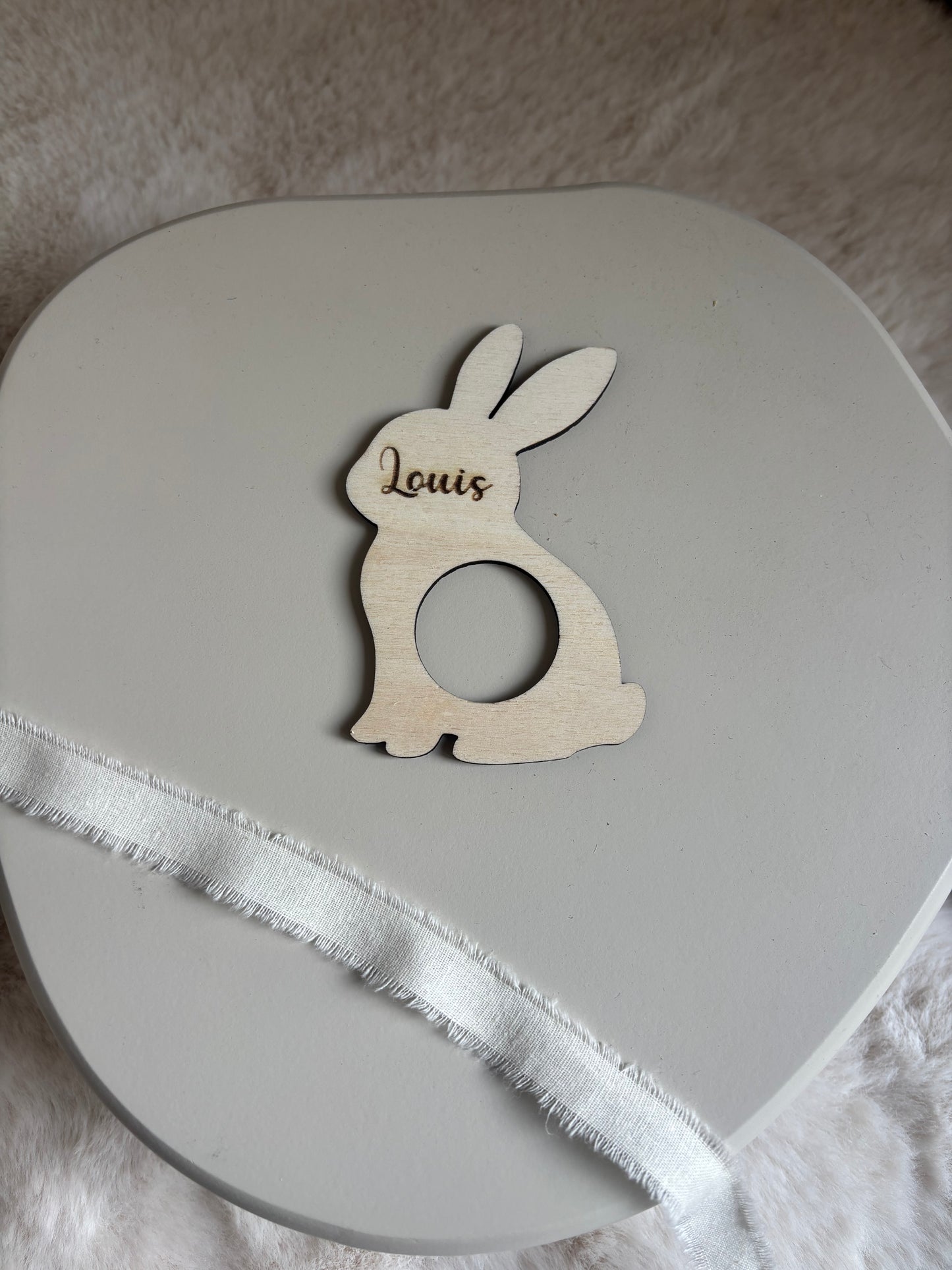 Servetring konijn hout | Set van 4