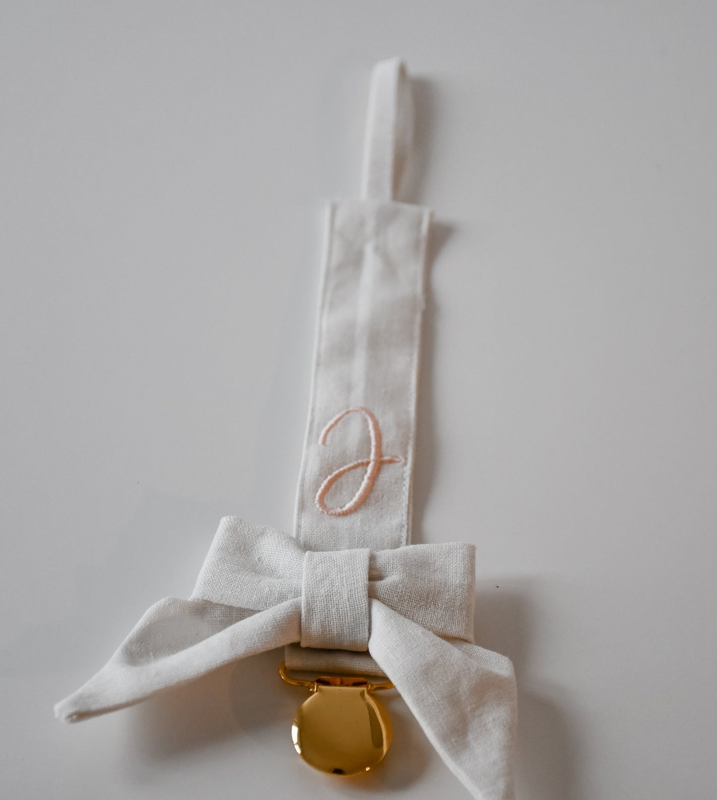 Speenkoord met strik - linnen wit