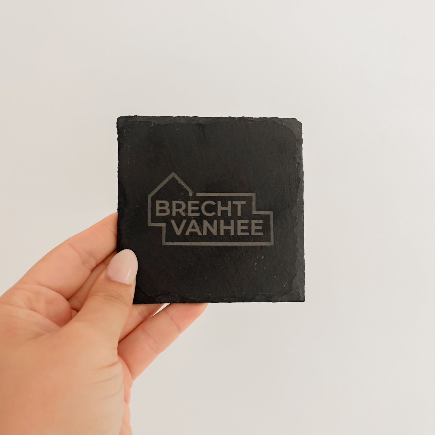 Onderzetter leisteen vierkant | gegraveerd met tekst