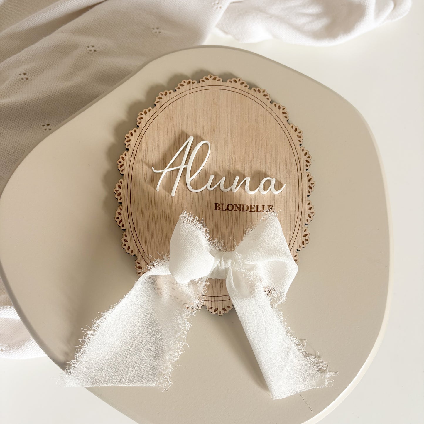 Geboortebord ovaal | 3D geprinte naam