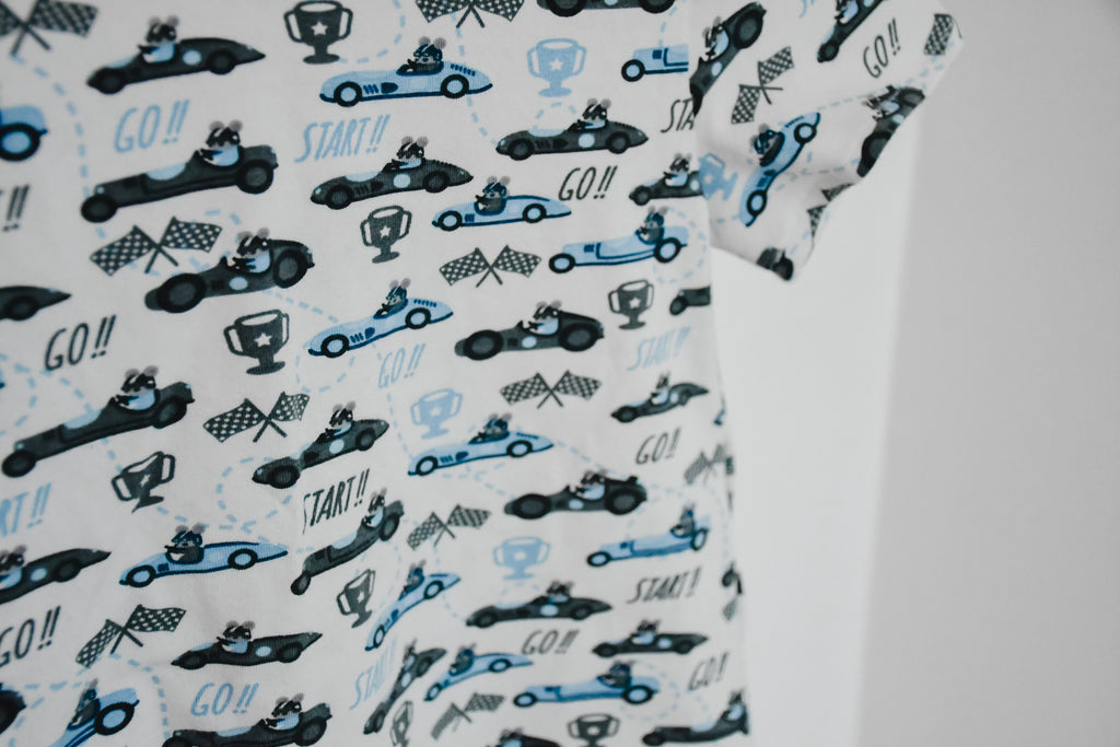 T-shirt auto blauw
