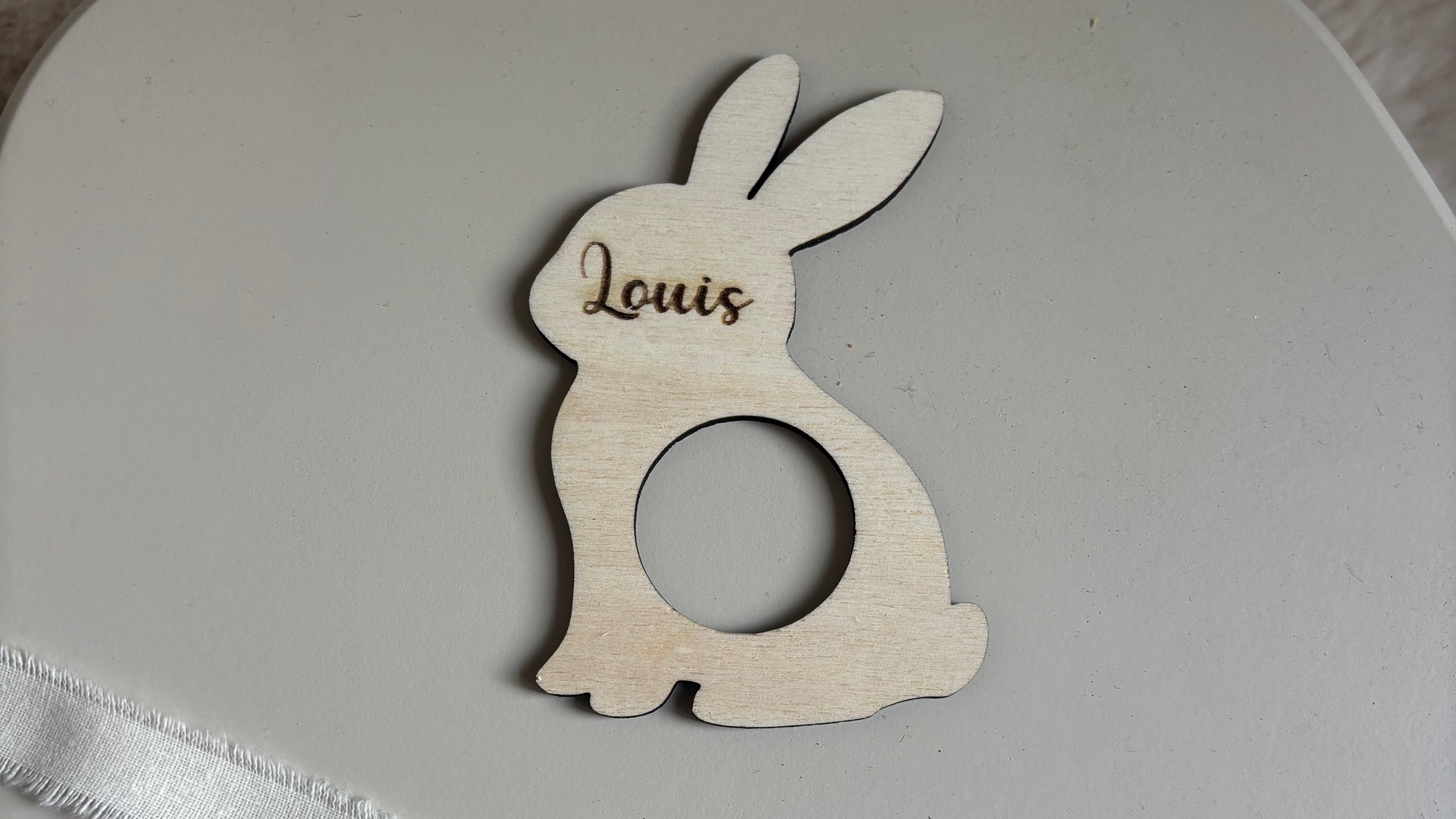 Servetring konijn hout | Set van 4