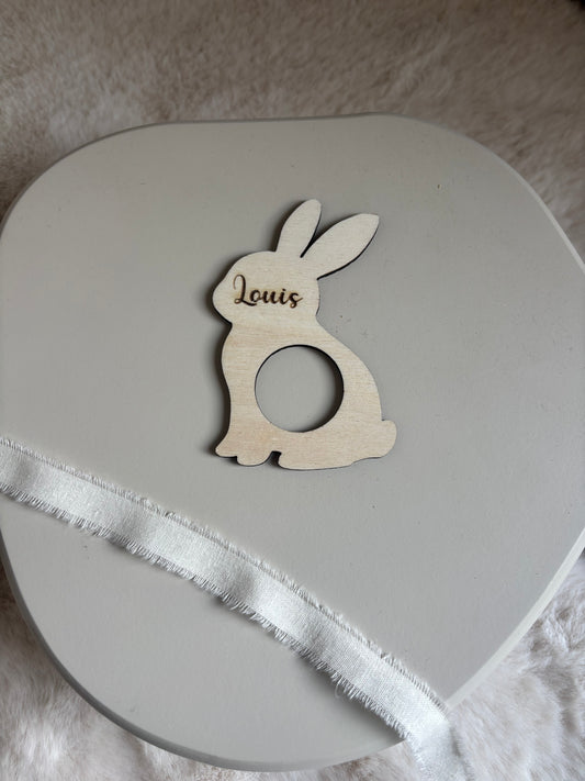 Servetring konijn hout | Set van 4