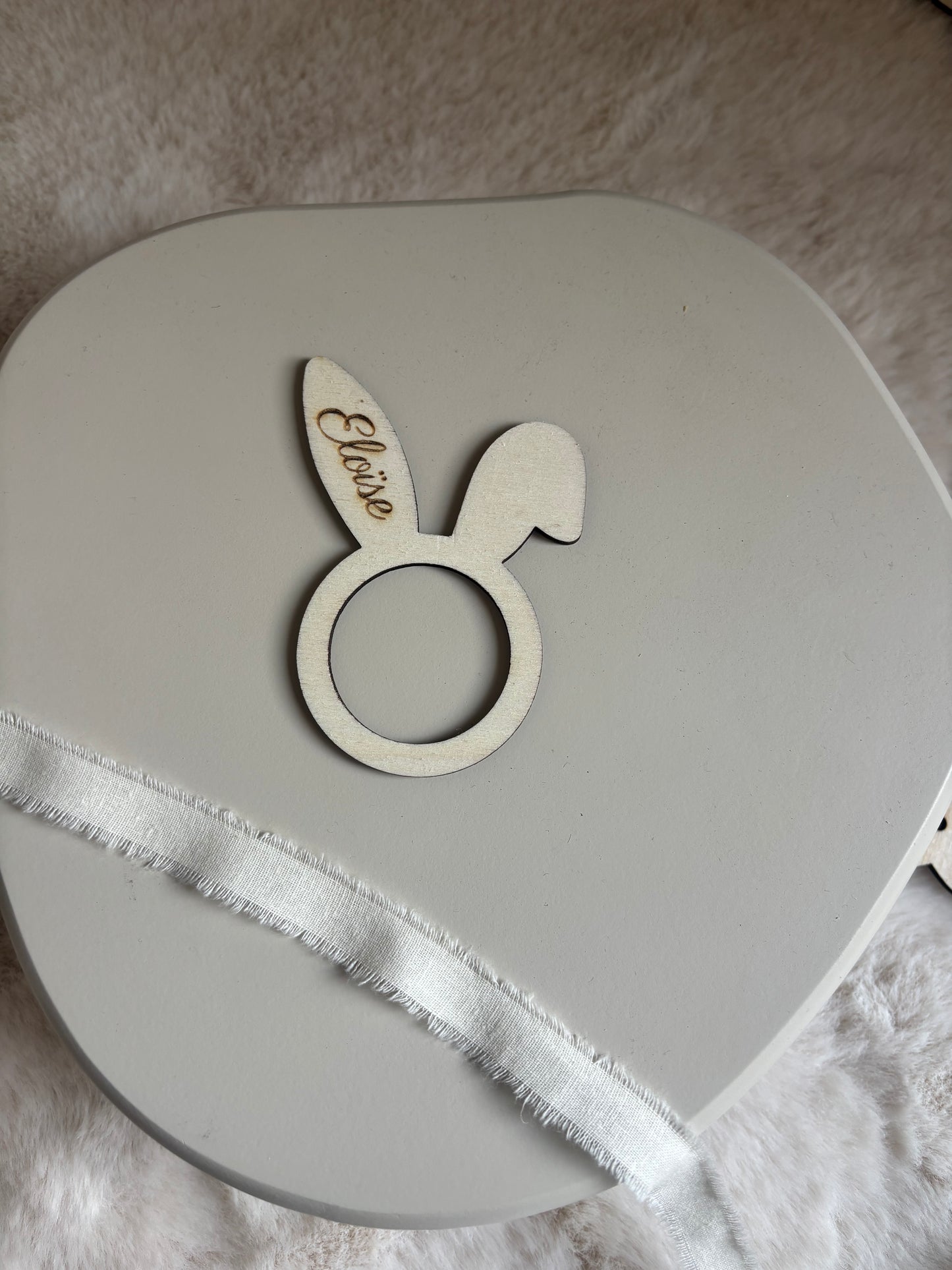 Servetring konijnenoor hout | Set van 4