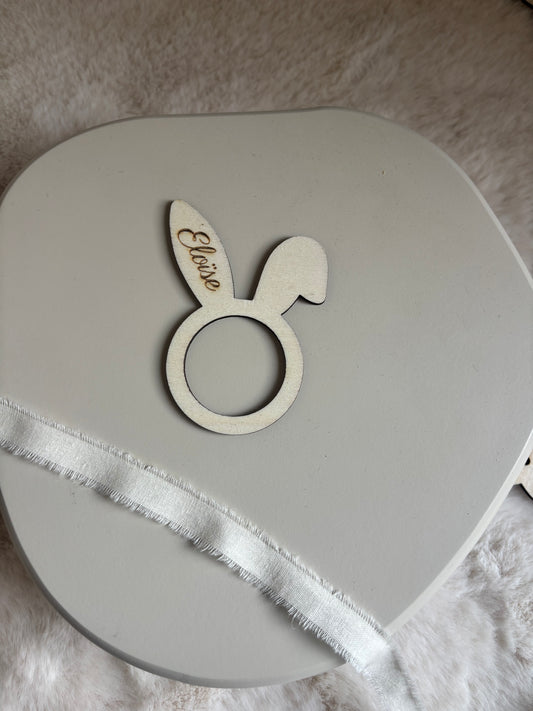 Servetring konijnenoor hout | Set van 4