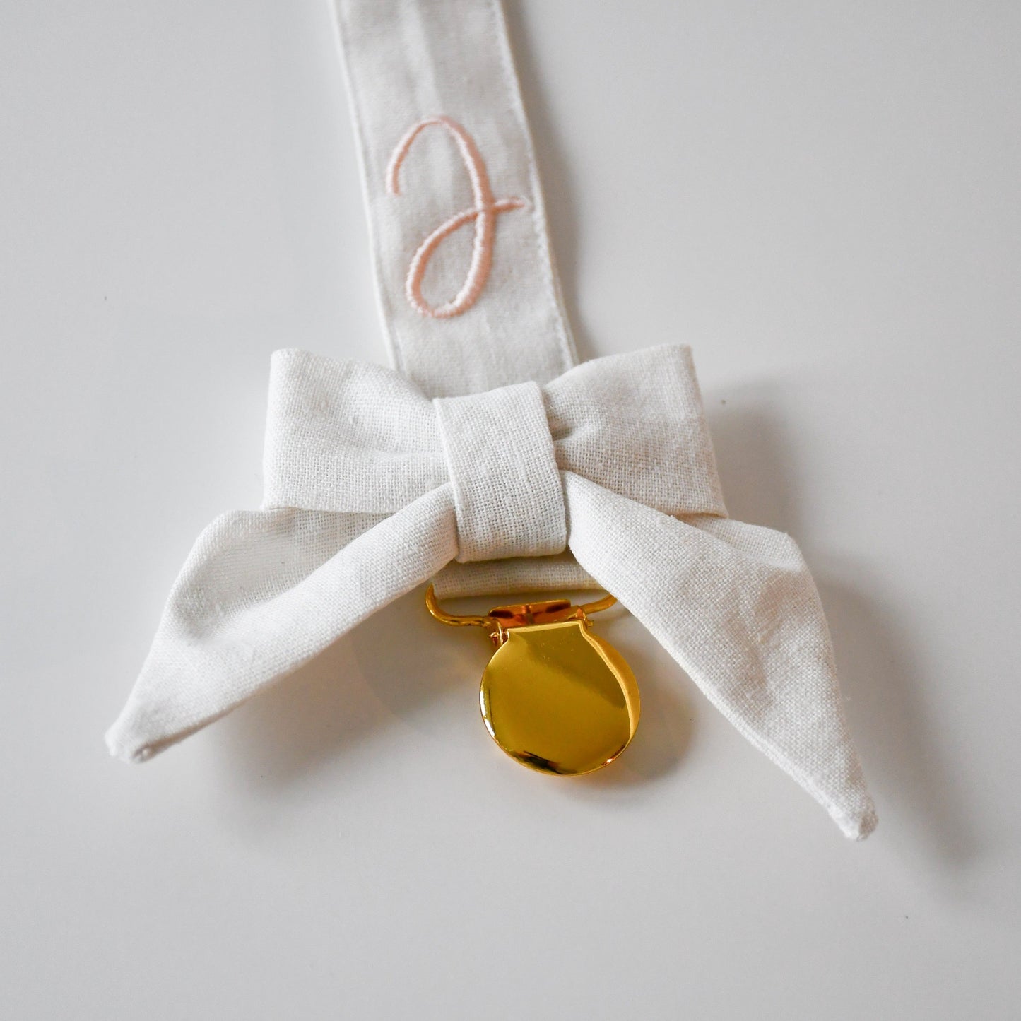 Speenkoord met strik - linnen wit