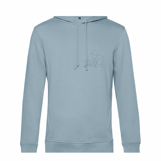 Hoodie met lijntekening geborduurd