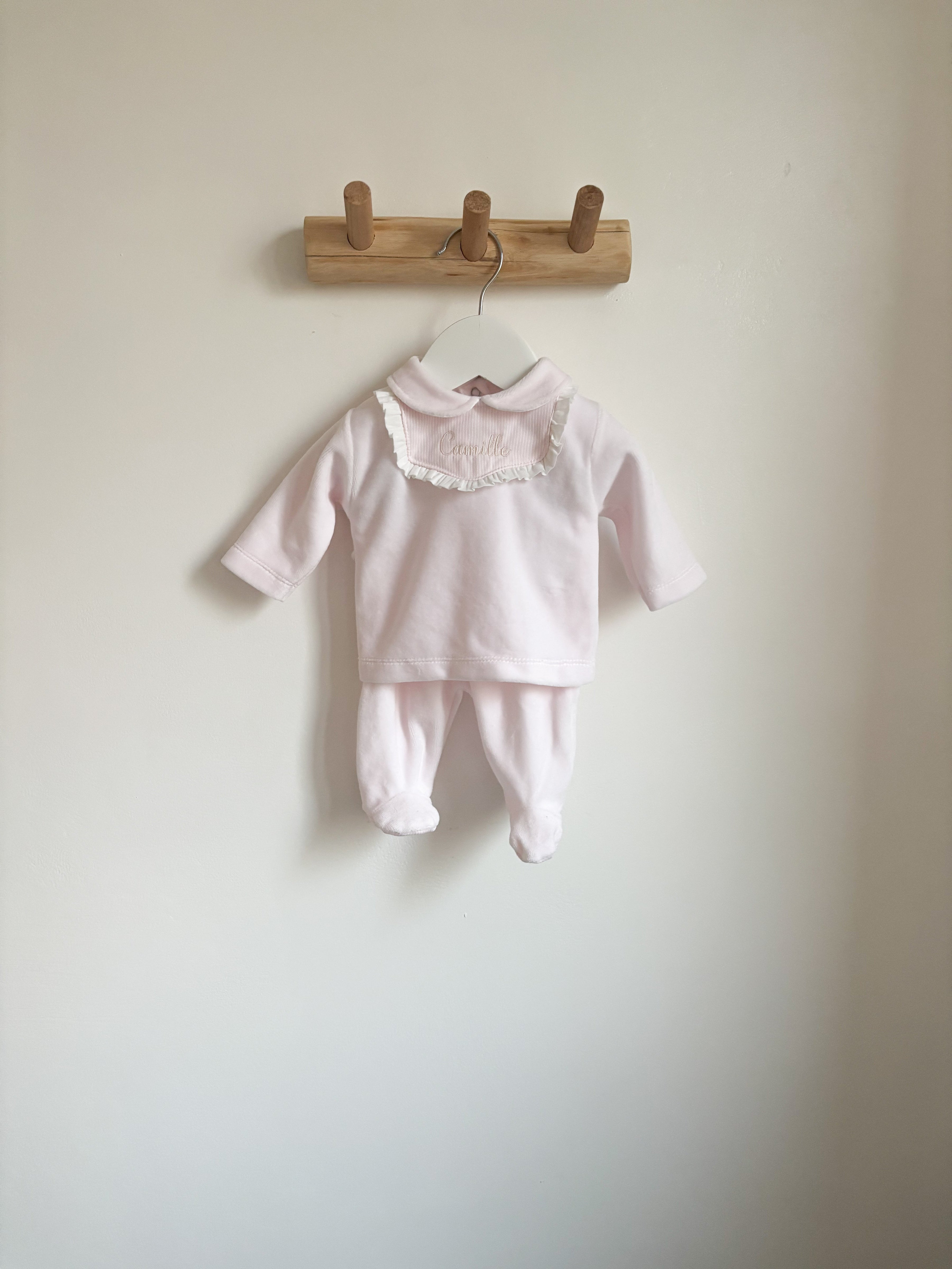 2- delige pakje velours roze