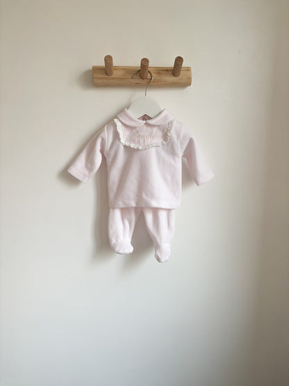 2- delige pakje velours roze