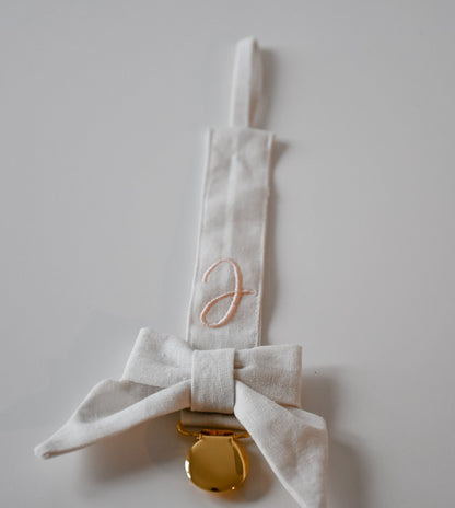 Speenkoord met strik - linnen wit