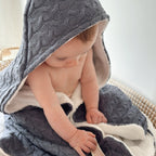 Badcape gebreid jeansblauw