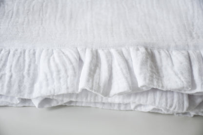 Hydrofiel laken ruffle - wit