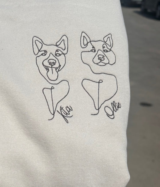 T-shirt lijntekening hond