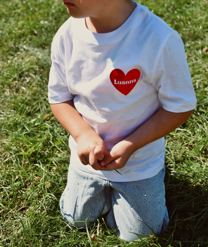 T-shirt met naam in hart