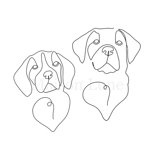 Digitale lijntekening hond