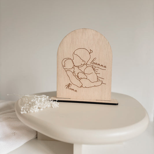 Houten geschenk lijntekening