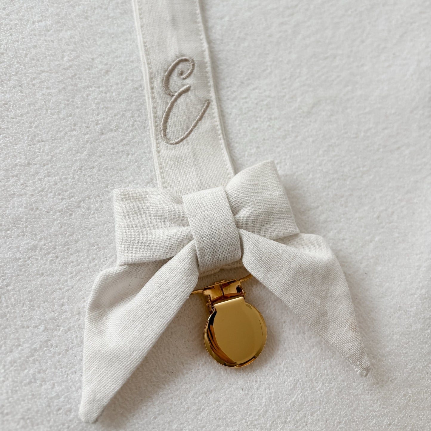 Speenkoord met strik - linnen wit