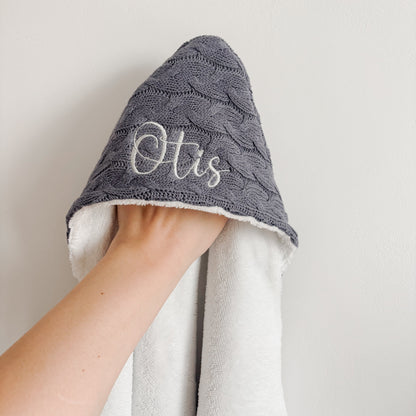 Badcape gebreid jeansblauw