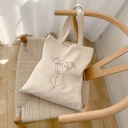 Tote bag met lijntekening hond