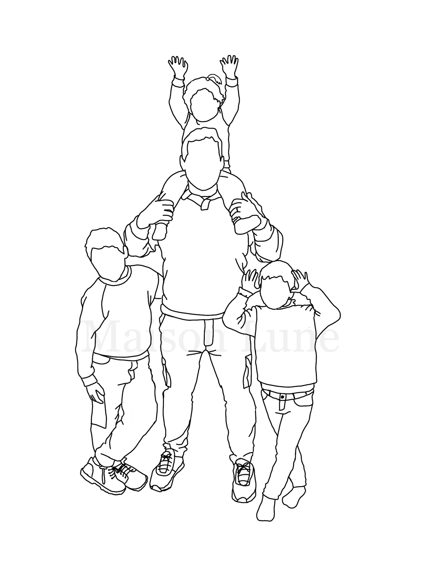 Digitale lijntekening Familie/gezin