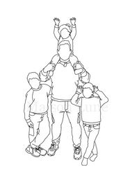 Digitale lijntekening Familie/gezin
